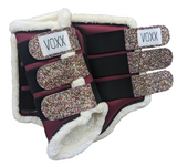 Red Brushing Boots with Glitter tabs and fleece lining